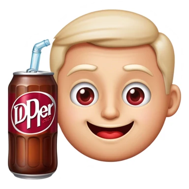 Emoji face drinking Dr Pepper soda sticker