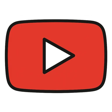 lineal color icon YouTube logo, outlined style, red and white, no text sticker