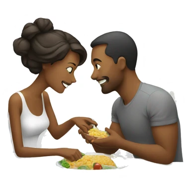 Wife feeds food husband sticker
