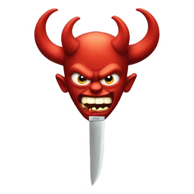the devil emoji holding a knife with eyes wide open  sticker