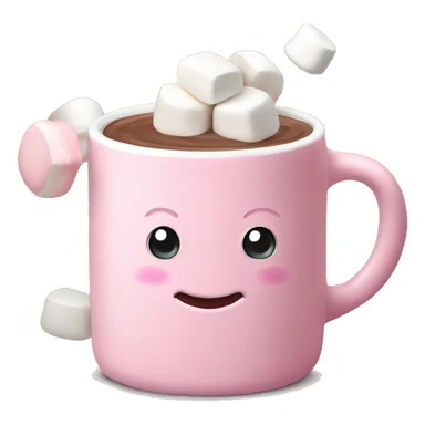 Light Pink mug of hot chocolate with marshmallows  sticker