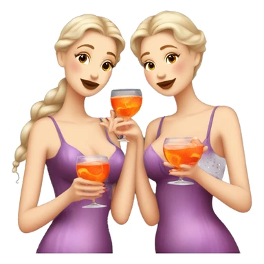 Three beautiful mermaids (light skin) drinking aperol sticker