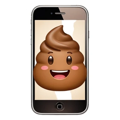 mobile phone with poop emoji on the screen sticker