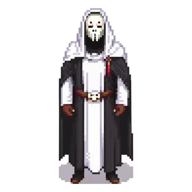 Ghostface, horror movie character with white mask and black robe sticker
