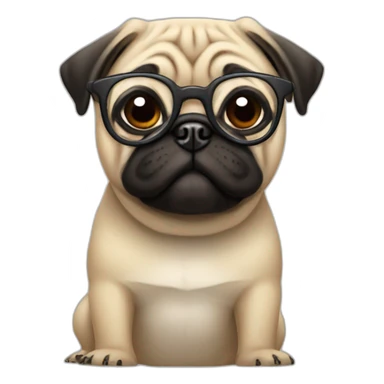 Pug with glasses sticker