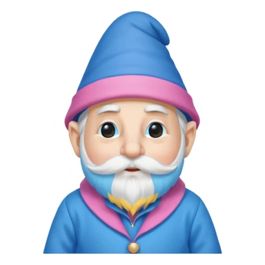 A gnome wearing pink and blue clothes. His hat covers his eyes and he has a very long beard  sticker