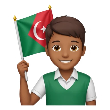 A boy stands with a Bangladeshi flag and greets on the occasion of December 16th. sticker
