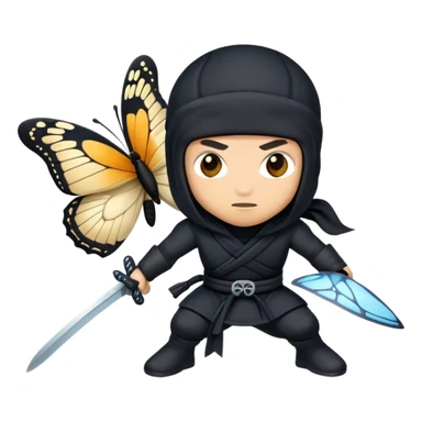 Crea un emoji para usar en WhatsApp con estos dos emoji 🥷🏻🦋. sticker