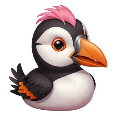 pink puffin angry blow steam nose beak sticker