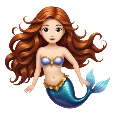 Mermaid with long magical brown hair floating  sticker