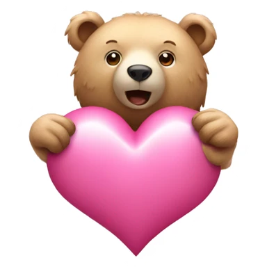 Pink heart with a bear beside it  sticker