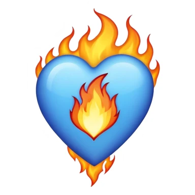 Fire blue heart sticker