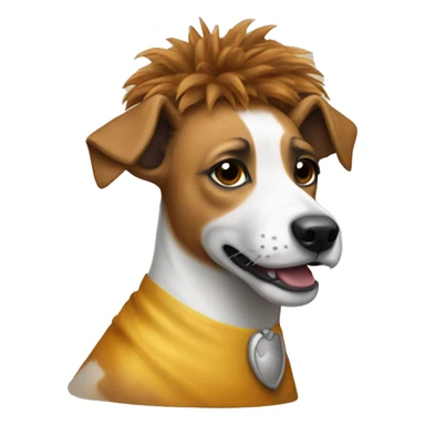 a jack russel wearing a lion costume with lion's mane sticker