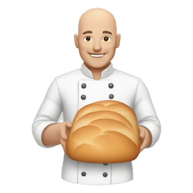 bald man baking bread sticker