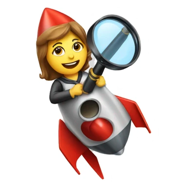 woman riding a rocket with a magnifier sticker