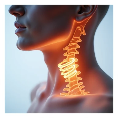 Educational illustrative 4K image showing thyroid highlighted in human neck with arrows indicating release of T3 and T4 hormones to body tissues sticker