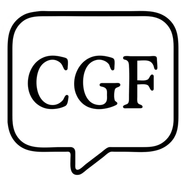 Discord emote featuring 'CGF' in classic elegant font, white text with white border, transparent background, 128x128 sticker