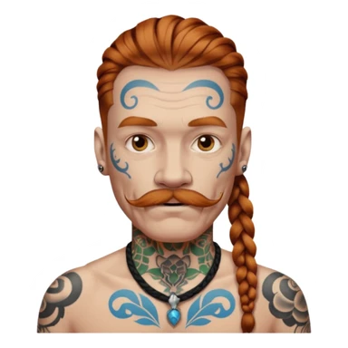 dark ginger braids man very white mustache old very tattoed with the whitest mustache ever sticker