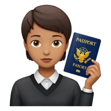 shot hair and medium skin tone and passport size sticker