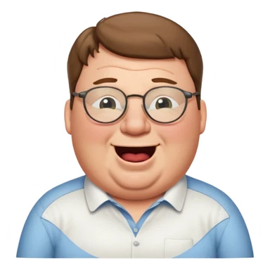 peter griffin with glasses as a laughing crying emoji in Midjourney style with a white shirt sticker