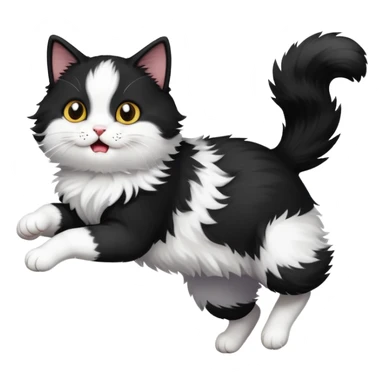 Black white cat plays sticker