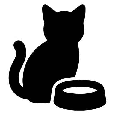 solid filled icon of a cat with a bowl of milk sticker