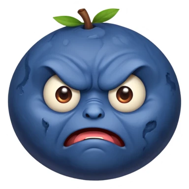 blueberry with a serious angry expression sticker