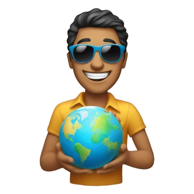 Happy Latino sunglasses with the world in his hands sticker