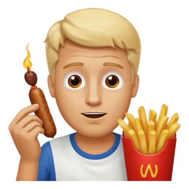 Hombre Rubio con una salchipapas pero la salchicha está quemada sticker
