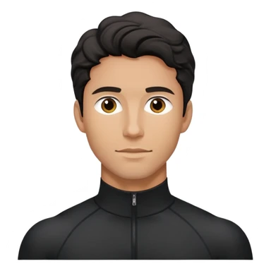 Black wavy-haired caucasian male in black athletic quarter-zip spandex top sticker