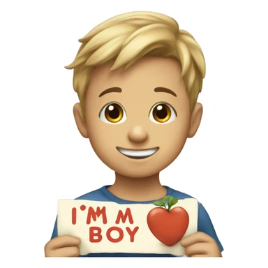 Kid holding a sign that says “I’m a good boy” sticker