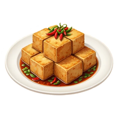 fried crispy tofu with chili on the plate sticker