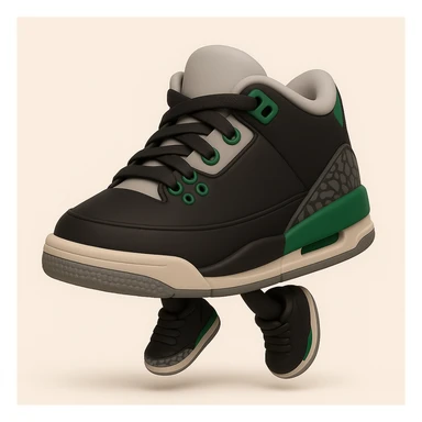 Edit the sneaker character in the style of 3D emoji (Microsoft style 3D fluent emojis) with no face, no arms, and no legs, in a jumping pose. Maintain the 3D emoji look and feel. sticker