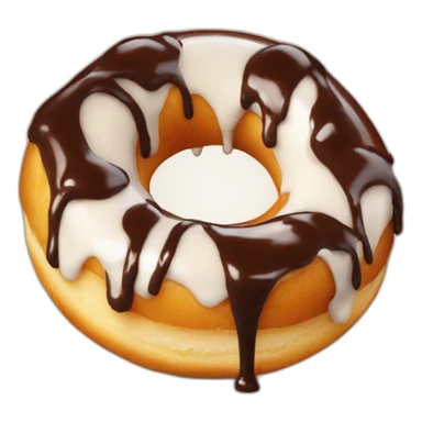 a donut with chocolate pouring running through it sticker