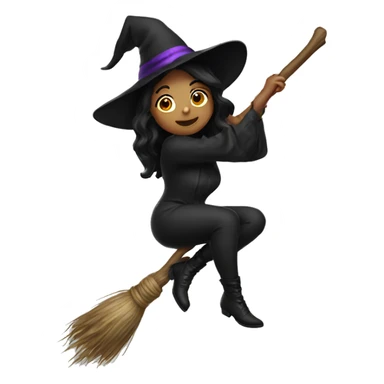 witch on a broom dark hair sticker