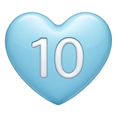 number ten inside a light blue heart sticker