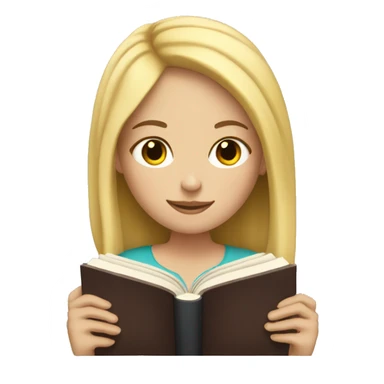 White girl with blonde hair reading a book sticker