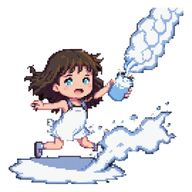 girl being blasted with milk sticker