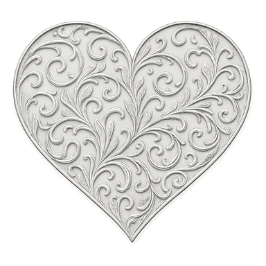 heart with a delicate silver filigree overlay, no background sticker