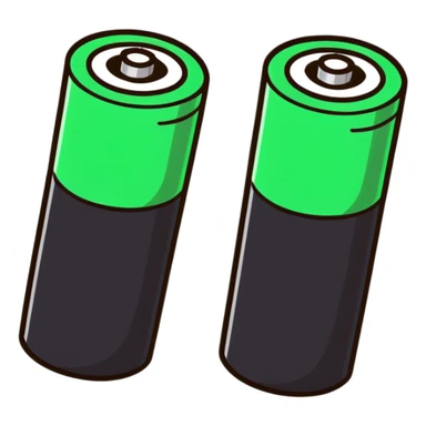 Two dead batteries stacked on top of each other, depleted, empty power sticker