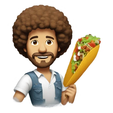 Bob Ross with painting of taco sticker