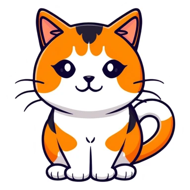 calico cat with orange, black and white fur sticker