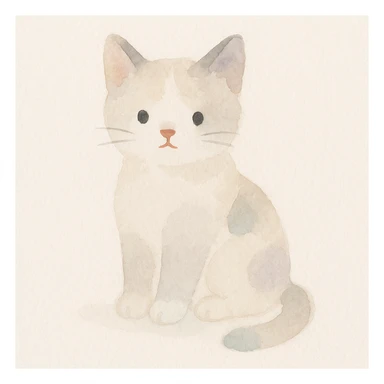 cute kitten, watercolor style sticker