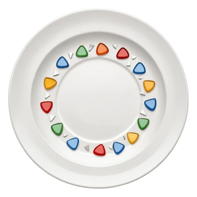 a round white plate broken with bits here and there sticker