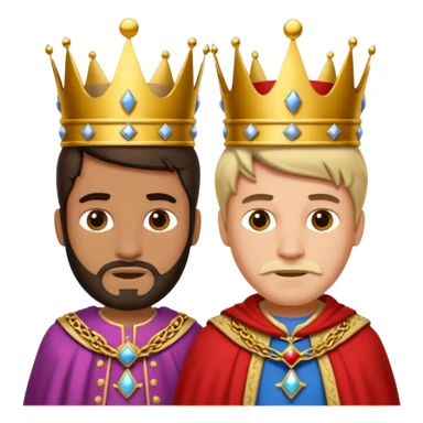 two kings with neutral expressions not too detailed but also not two simpel
they should look alike but with other colored clothing sticker