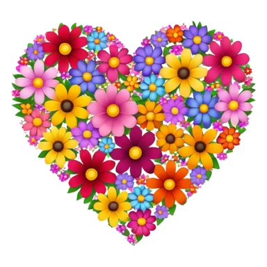heart made of flowers sticker