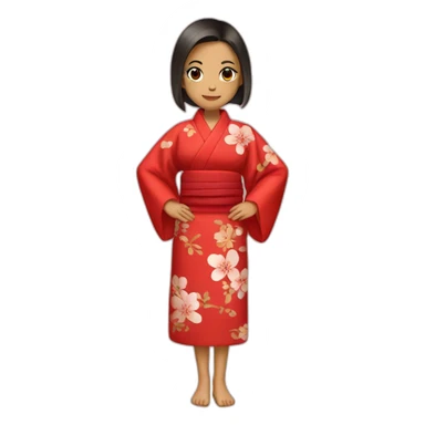Red kimono dress sticker