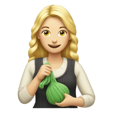 Blonde lady knitting  sticker