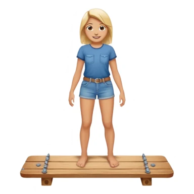 barefoot standing on a wooden board with nails sticker