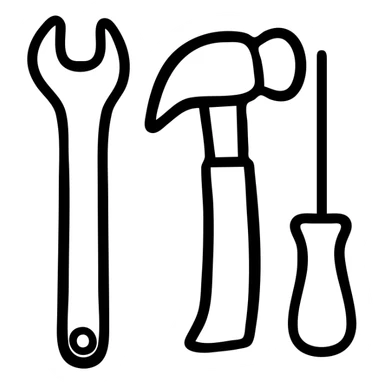Maintenance tools with wrench, hammer and screwdriver sticker